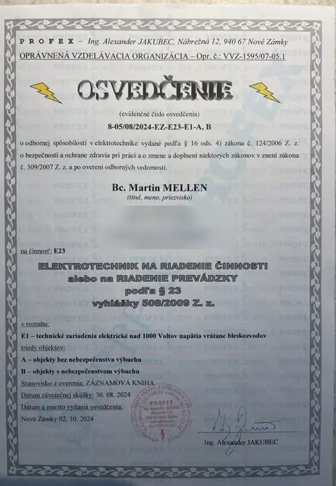 Elektrotechnik na riadenie činnosti